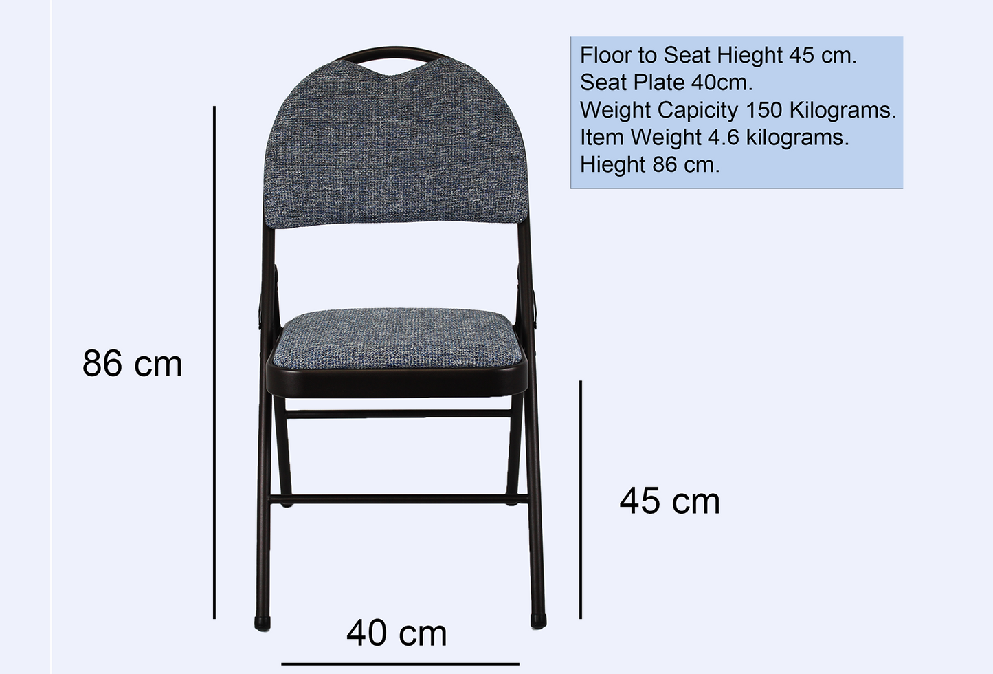 Meta Furniture Heavy Duty Folding Chair with Padded Seat & Backrest