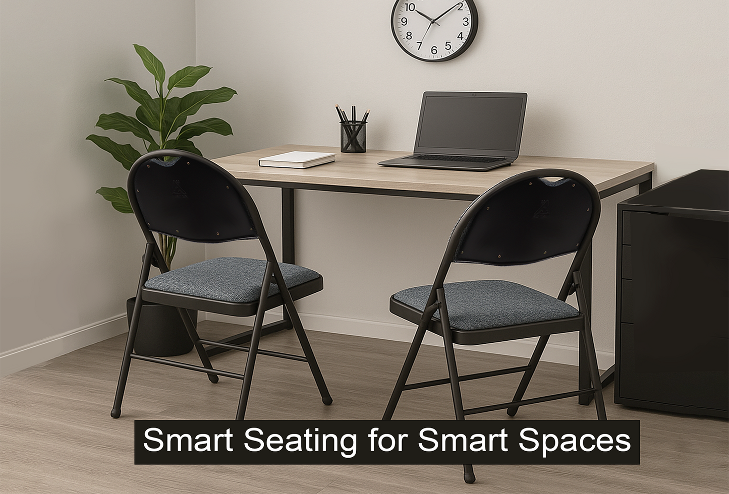 Meta Furniture Heavy Duty Folding Chair with Padded Seat & Backrest