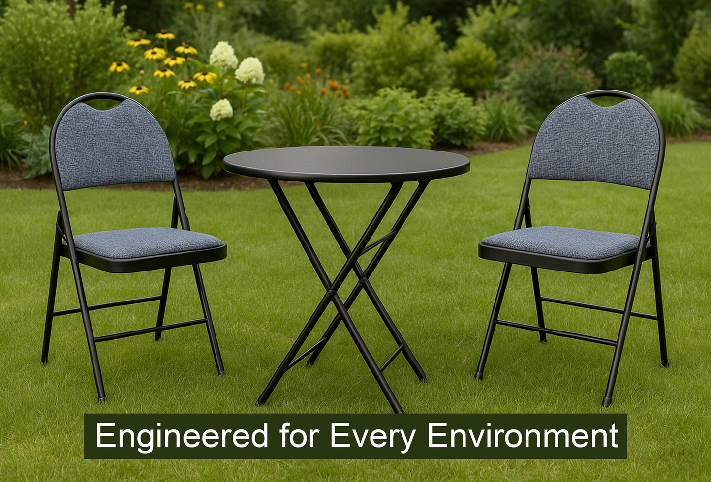 Meta Furniture Heavy Duty Folding Chair with Padded Seat & Backrest