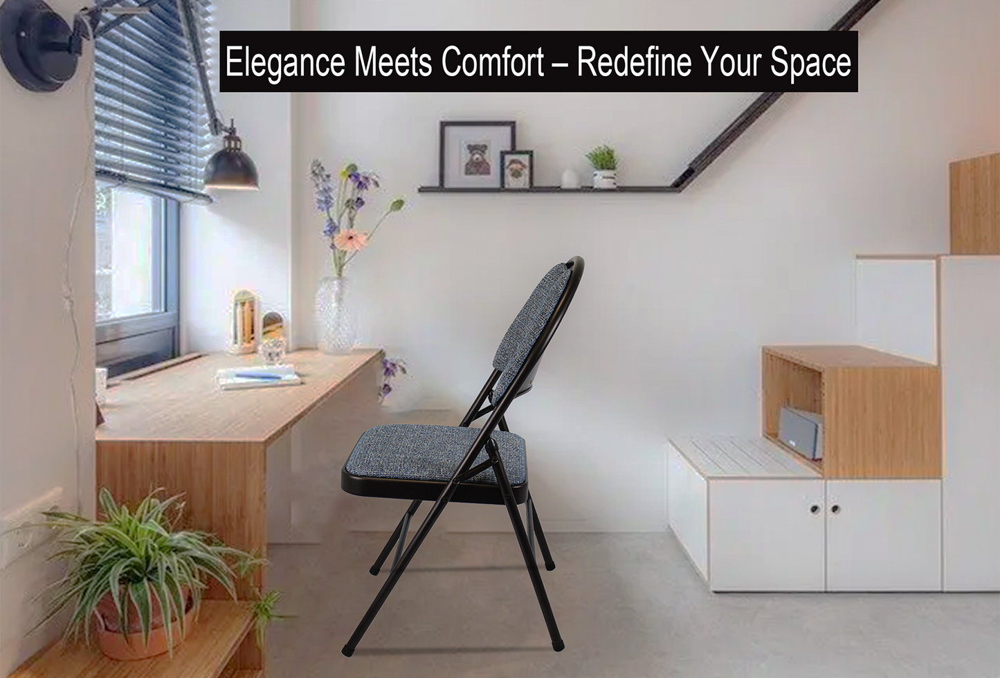 Meta Furniture Heavy Duty Folding Chair with Padded Seat & Backrest