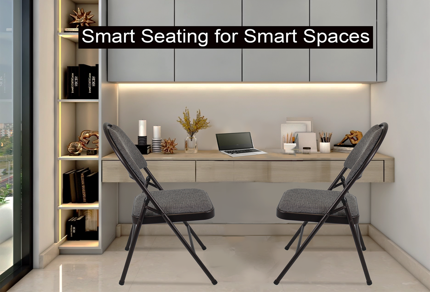 Meta Furniture Heavy Duty Folding Chair with Padded Seat & Backrest