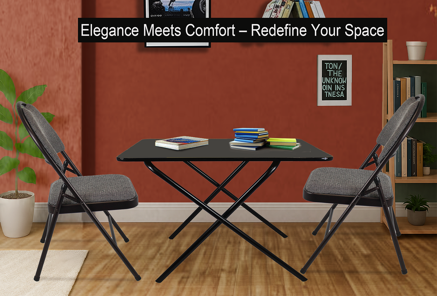 Meta Furniture Heavy Duty Folding Chair with Padded Seat & Backrest