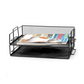 Meta Furniture File Tray Black metal mesh stackable desk organizer with magazines