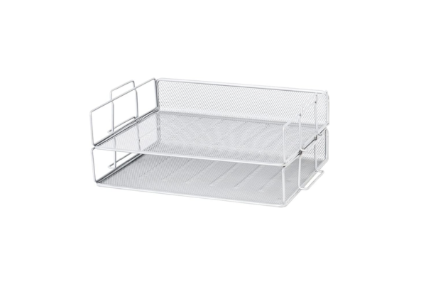 Meta Furniture two-tier mesh metal File Tray Black for desk organization and document storage