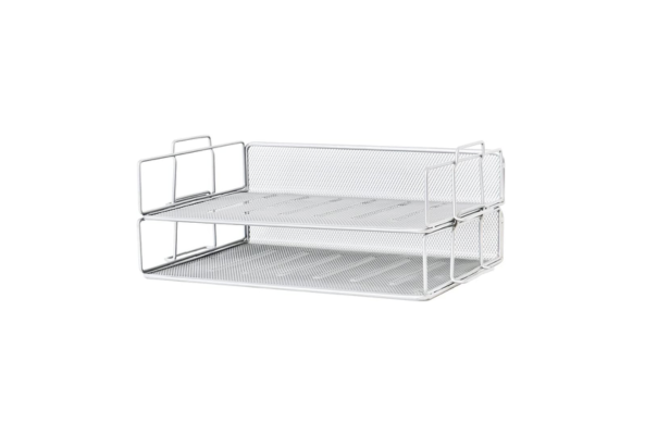 Meta Furniture double-layer metal mesh File Tray Black for organizing documents on desk