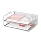 Meta Furniture File Tray Black with two-tier mesh design holding notebooks and papers