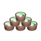 Six rolls of brown Packing Tape stacked in a pyramid shape by Meta Furniture