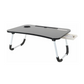 Meta Furniture laptop table with lights and drawer featuring black tabletop and foldable white legs