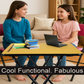 Leather Folding Chair and Exam table in a home setting with two girls sitting and using a laptop and books