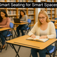 Leather Folding Chair and Exam table with students sitting and studying in library setting