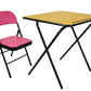 Meta Furniture Leather Folding Chair and Exam table with pink leather seat and black metal frame