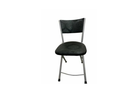 Metal frame black Leather Padded Chair with cushioned seat and backrest for comfortable seating