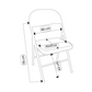 Diagram of Meta Furniture Steel Folding Chair with dimensions for seat width and height