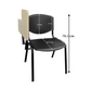 Black Plastic Stacking Chair With Tablet measuring 78.5 cm height and metal frame by Meta Furniture