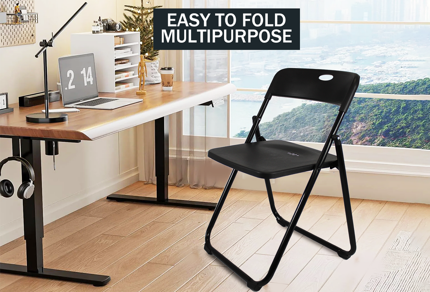 Plastic Folding Chair black in 5