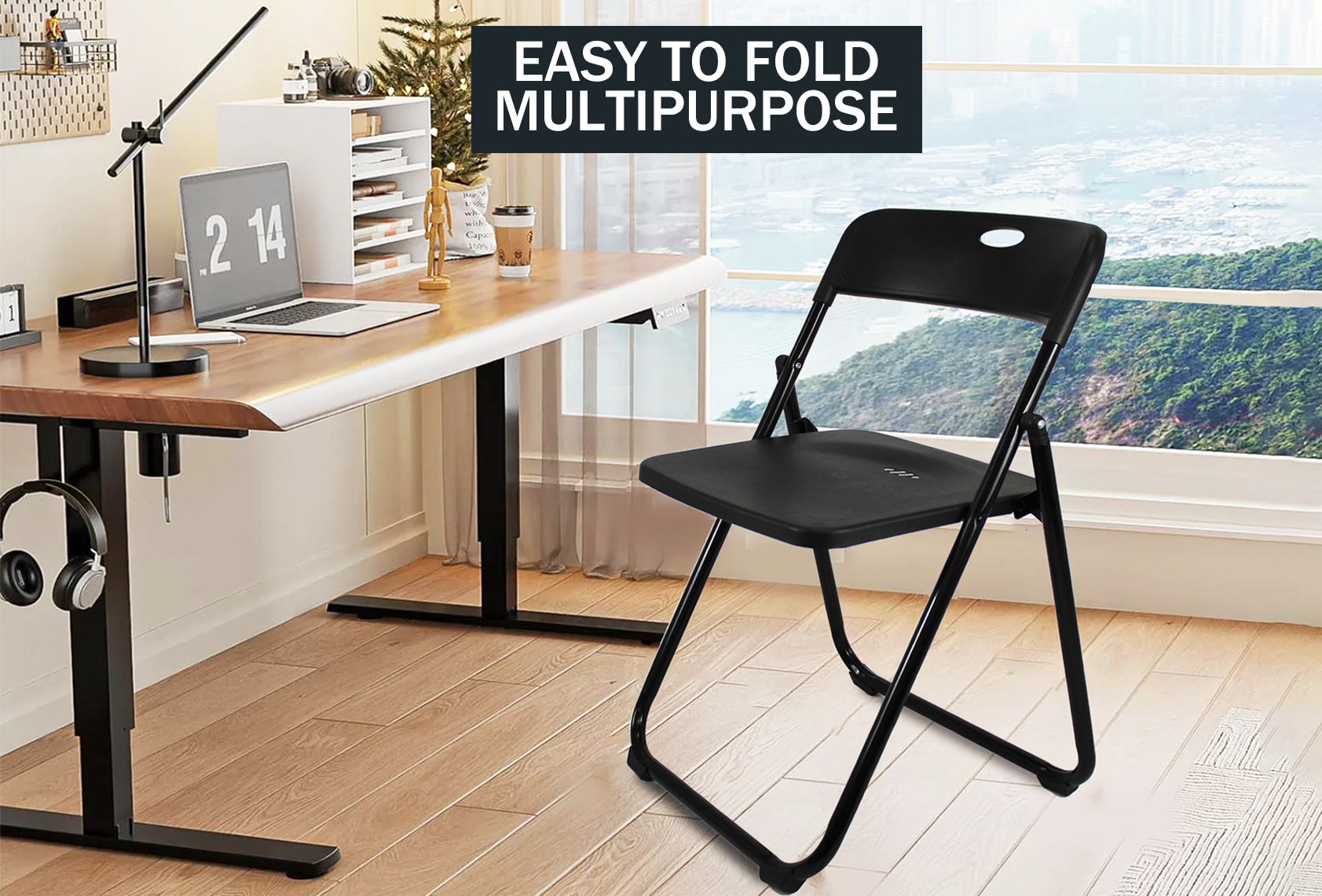 Plastic Folding Chair black in 5