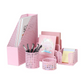 Meta Furniture pink Stationary Set Holder 5 Piece with magazine holder pen cup and note organizer