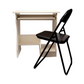 Computer Table With Slide and Leather Folding Chair set by Meta Furniture in black and white colors
