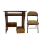 Meta Furniture computer table with slide and fabric folding chair set in brown finish